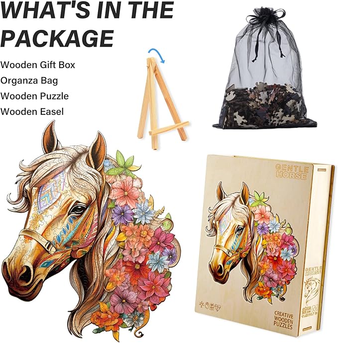Wooden Puzzles for Adults, Horse Building Set Wooden, Irregular Wooden Puzzles Adult, Difficult Puzzle Gifts for Puzzle Lover, (XL-17.3 * 15.6in - 450pcs)