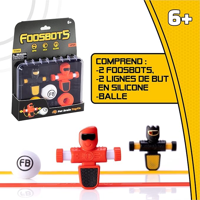 Fat Brain Toys Foosbots On The Go Tabletop Trickshot Game, 2 Player Soccer Toys, Games for Kids Ages 6+