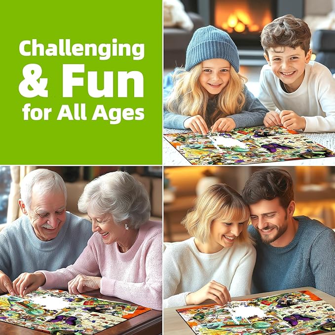 Butterfly Garden 500 Piece Jigsaw Puzzle for Adults Vintage Postcards Design Challenging Colorful Flower Unique Jigsaw Puzzles Ideal for Family Game Nights & Home Decor