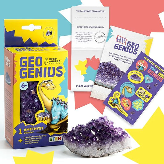 Geo Genius – Natural Uruguayan Amethyst Layer Kit for Kids (Ages 6+) – Educational Crystal & Geology STEM Set, Premium Quality