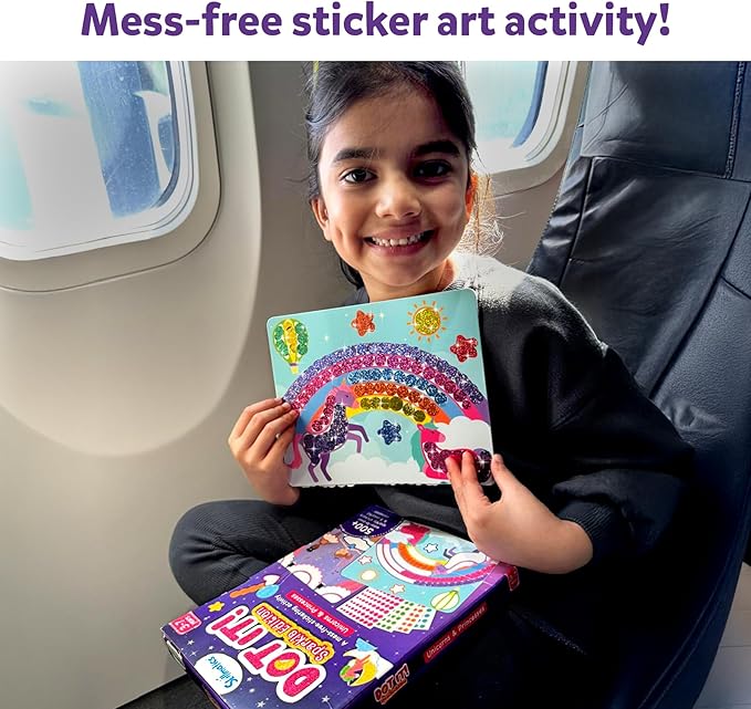 Skillmatics Dot It Sticker Art - Unicorns & Princesses, 500+ Sparkly Stickers, Mess-Free Fun for Kids, DIY Scrapbooking Craft Kits, Travel Toys, Gifts for Ages 3, 4, 5, 6, 7