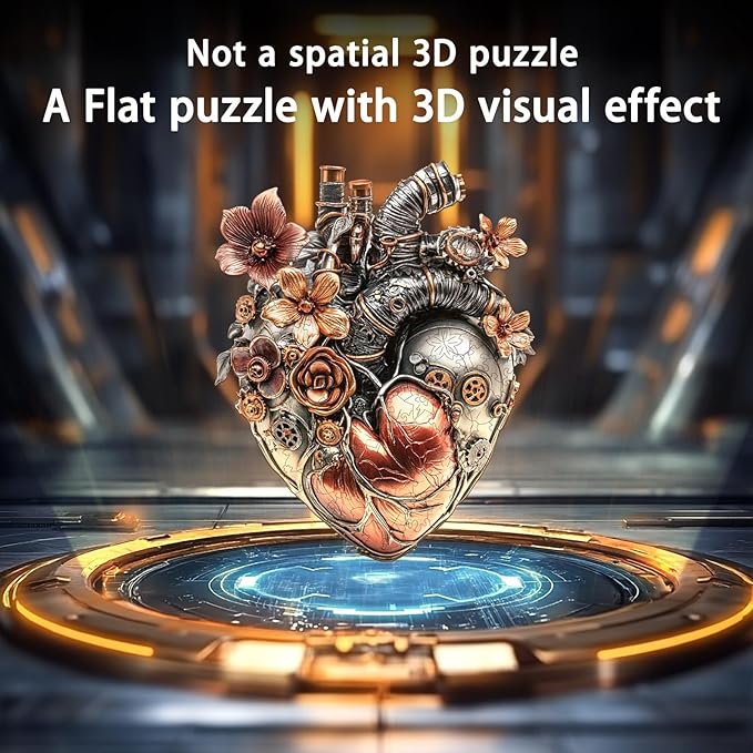 Wooden Puzzles for Adults, Mechanical Heart Wooden Jigsaw Puzzles for Adults, Unique Shaped Wood Puzzle, Fun Gifts for Mother's Day, Heart Puzzle Home Decor (S-8.9 * 7.1in 90 Pieces)