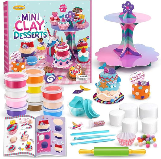Craft Kits for Kids, Make Your Own Mini Desserts with Air Dry Clay, Create & Display Clay Creations, Art Activities, Great Gifts for Girls