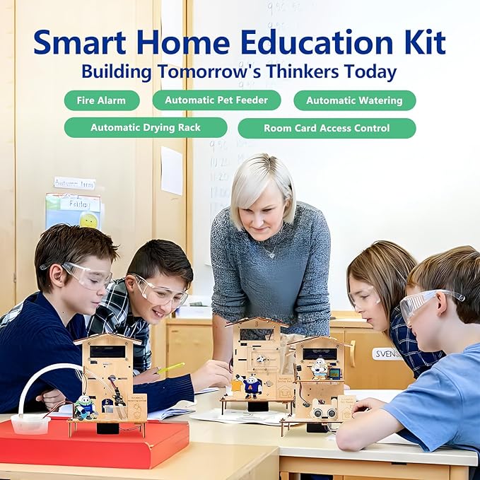ACEBOTT 5-in-1 ESP32 STEM Smart Home and School Education Kit Compatible with Arduino, STEM Robotics Science Kits for Students Age 12+, Engineering Projects STEAM Activities Gifts 12-16 Year Old