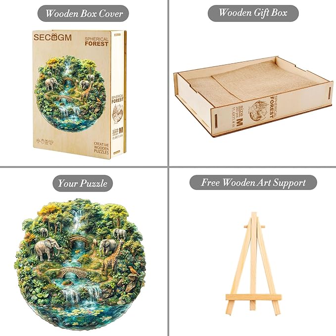 Wooden Puzzles for Adults - Spherical Forest Wood Puzzles Adult - Unique Animal Shape Wooden Jigsaw Puzzles for Adults - Birthday Gifts for Puzzle Lovers, Family (11.4 * 11.3in)