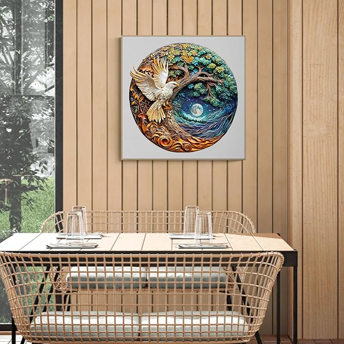 KAAYEE Wooden Puzzles for Adults, 3D Visual Effect White Eagle Wooden Jigsaw Puzzle Unique Shape Wood Puzzle Adult, Birthday Gifts for Puzzle Lovers Family Games (M-11.4 * 11.3in-200pcs)