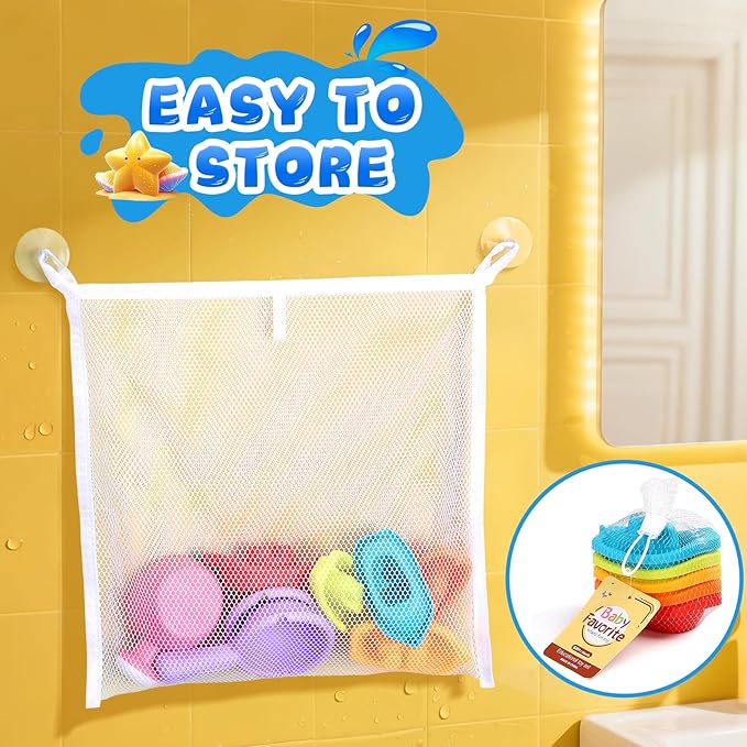 Baby Bath Toys for Kids Ages 1-3 8PCS Toddler Bath Toys Mold Free and 1PCS Toy Storage Net Bag Bathtub Shower Floating Water Toys for 6 Months Up Boy Girl Gifts (Color Random)