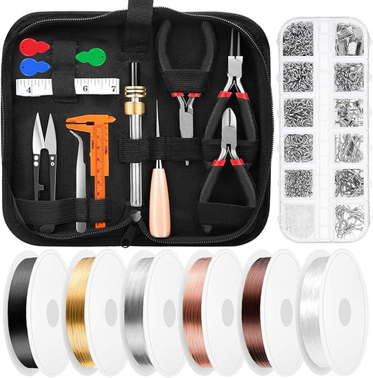 Thrilez Wire Wrapping For Jewelry Making, Repair and Beading Supplies Kit with Craft Ring Wire, Tools, Pliers and Jewelry Findings