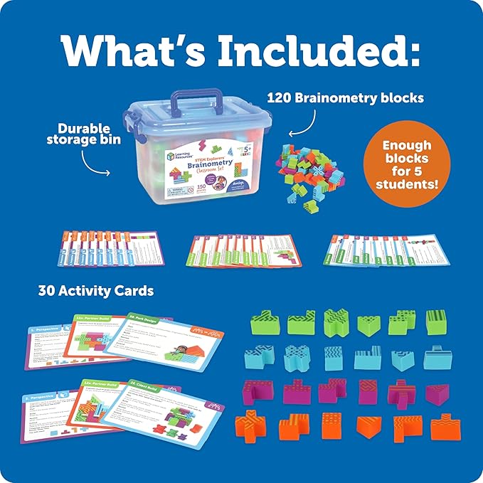 Learning Resources STEM Explorers Brainometry Classroom Set, Kids Games, Puzzles, Sensory Toys, Classroom Must Haves, Montessori Toys, 3D Puzzle, Brain Games, Math Manipulatives, Puzzles for Kids