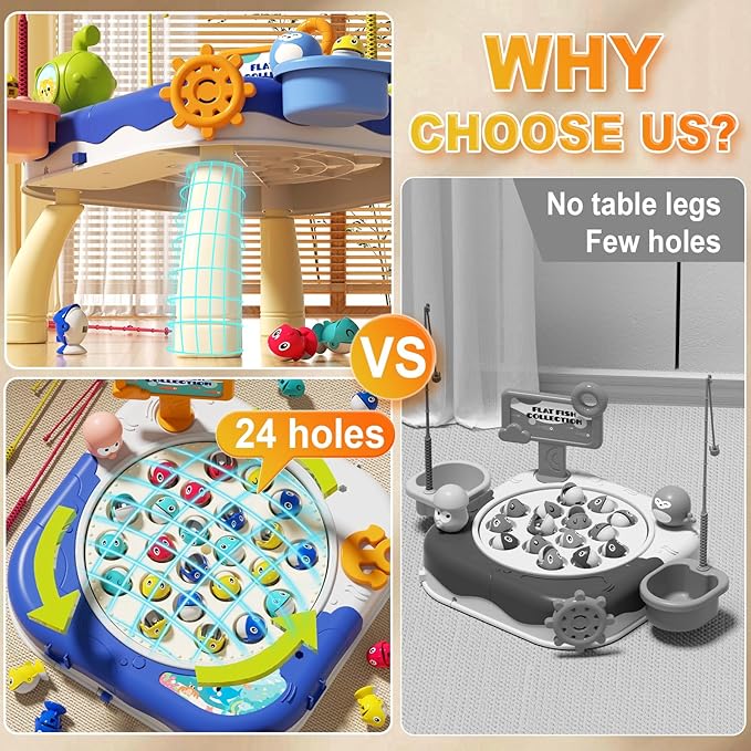 Magnetic Fishing Game for Kids Toddlers Ages 1-3 3-5 5-7, Fish Toy Board Game for Toddlers 1 2 3 4 5 6 7 8 Years Old, Fishing Table Toys Birthday Gifts