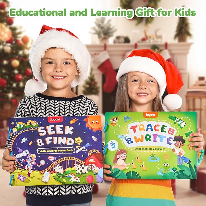 JoyCat Preschool Learning Activities Set (2-Pack) – Seek & Find Game Books and Letters Numbers Handwriting Practice Tracing Workbooks for Toddlers & Kids, Birthday Gifts for Girls and Boys Ages 3-5
