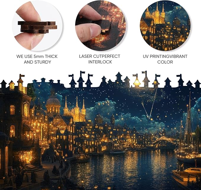 Wooden Puzzles for Adults 500 Piece, Hard Impossible Puzzles for Adults, Unique Shaped Landscape Painting Challenge Puzzle, Exquisite Packaging, Best Gifts for Family Friends, Brain Games