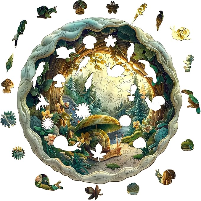 Wooden Puzzle for Adults-200PCS 3D Visual Effect Snail Unique Shape Advanced Wooden Jigsaw Puzzle for Adult, Challenge Wood Puzzle Jigsaw Home Decoration (M-11.4 * 11.4in-200pcs)