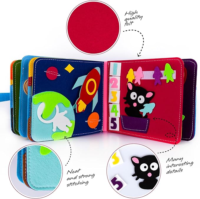 ArtCreativity Montessori Quiet Book - Busy Book for Kids with 16 Pages Full of Interactive Activities - Montessori Toys for Children - Portable Travel Toys - Sensory Toys
