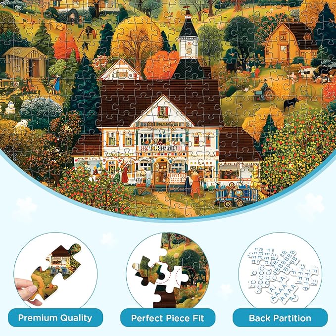 500 Pieces Puzzle for Adults, Warmth Mountain Jigsaw Puzzle for Adults, Harvest Farm Puzzle for Adults Kids Seniors, Challenging Game Home Decor Holiday Party Gift Toy 20.5×15 in