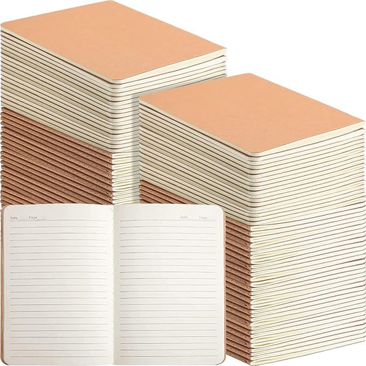 Seajan 96 Pack Back to School A5 Kraft Paper Notebooks 8.3 x 5.5 Inch Journal Lined Notebook Bulk for Office Students School Classroom Writing Work Supplies