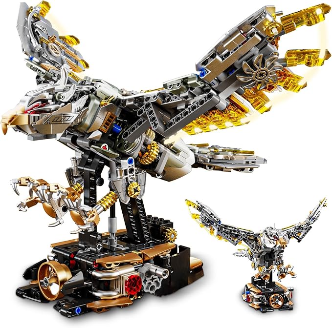Ideas Mechanical Eagle Building Set with Light, Compatible with Lego Animal, Rotatable Eagle Building Blocks Toy for Adults, STEM Gift for Girls Boys Teens Age 12+ (1168 PCS)