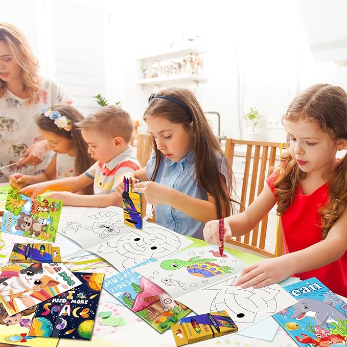 Elfew 20 Pcs Small Coloring Books for Kids Ages 4-8(5.1 * 6.7in), Bulk Coloring Books for Ages 3-5, Puzzle Bookds for Kids Party Favor, School Goodie Bags Stuffers for Boys Girls