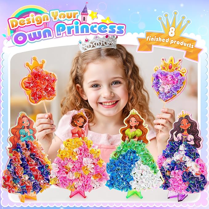 MDINGTD Poke Art Princess Craft Kits - DIY Magical Princesses, Mess-Free Creative Activity Arts and Crafts for Kids Ages 3-12, Birthday Christmas Gifts & Party Favors for Girls & Boys