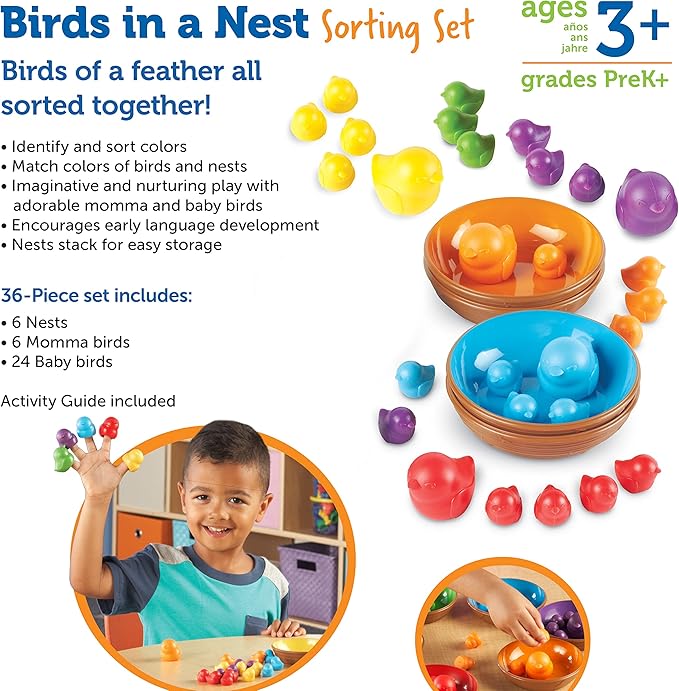 Learning Resources Birds in a Nest Sorting Set, Fine Motor Toy