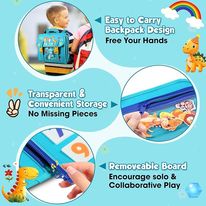 FREYBLI Toddler Busy Board, Montessori Toys for Boy Birthday Gift, Educational Quiet Activity Busy Book for Toddlers, Airplane Car Travel Toys