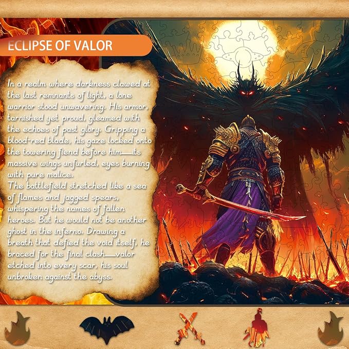 Wooden Jigsaw Puzzle, 200-500 Pieces Unique Shape Animal Puzzle, for Adults & Kids, Birthday Gift Family Game, Decorative Puzzle, Unique Gift (Eclipse of Valor, 200 PCS)