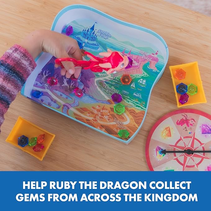 Educational Insights Ruby's Gem Quest - Preschool Fine Motor Board Game for Kids, Learning Scissor Skills & Color Matching, Fun Family Game Night, Therapy Games & Tweezer Toys, for 2-4 Players Ages 3+