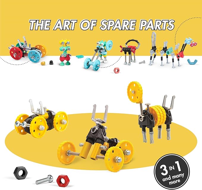 The Off Bits Building Toy - Yellow Vehicle Kit BlazeBit - Building & Construction Toy Tool Set for Kids Including Guide Book - Build-it-Yourself, Gift Ideas for Kids Boys & Girls