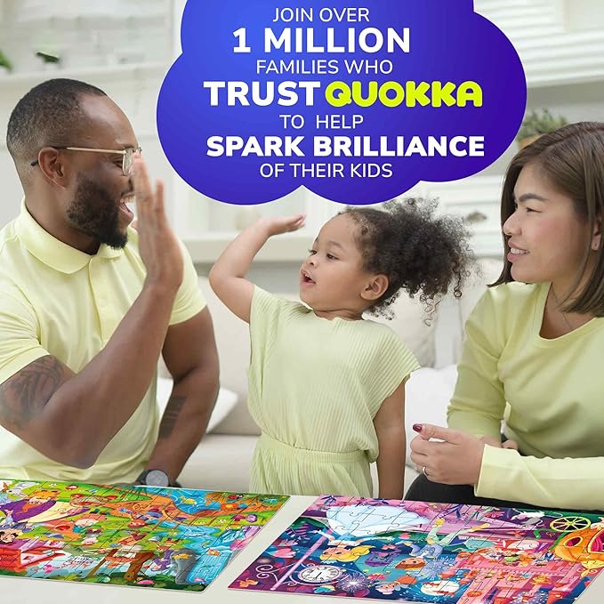 QUOKKA Puzzles for Kids Ages 4-6 – 4-Pack 60-Piece Puzzles for Kids – Fairy Tale Jigsaw Puzzle Set – Toddler Puzzle Ages 4-6 – Educational Learning Toys – FSC Certified – Gift for 5 Year Olds