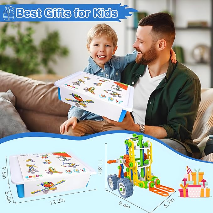 MOONTOY 12 in 1 STEM Toys for 4 5 6 7 8+ Year Old Boy Gifts, 152 PCS Educational Building Toys for Kids Ages 4-8 5-7 8-12, Building Blocks Stem Kits Activities Construction Toy for Boys Birthday Gifts