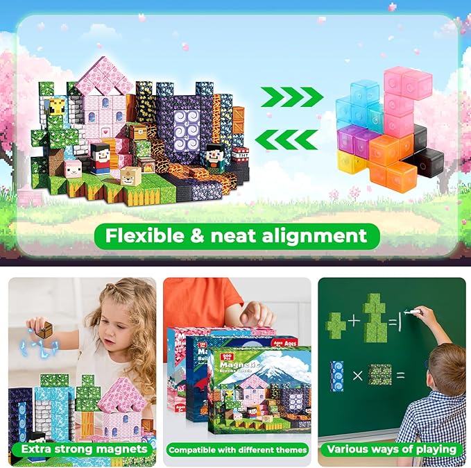 Magnetic Blocks - 200 PCS Build Dark Adventure Forest Castle - Magnetic Toys for Montessori Toddler Christmas Birthday Gifts STEM Sensory Toys for 3 4 5 6 7 8 9 10 Year Old Boys & Girls
