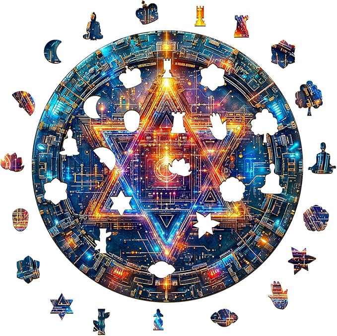 Wooden Puzzles for Adults - Star of David Wood Puzzles Adult - Unique Animal Shape Wooden Jigsaw Puzzles for Adults - Birthday Gifts for Puzzle Lovers, Family (11.4 * 11.3in)