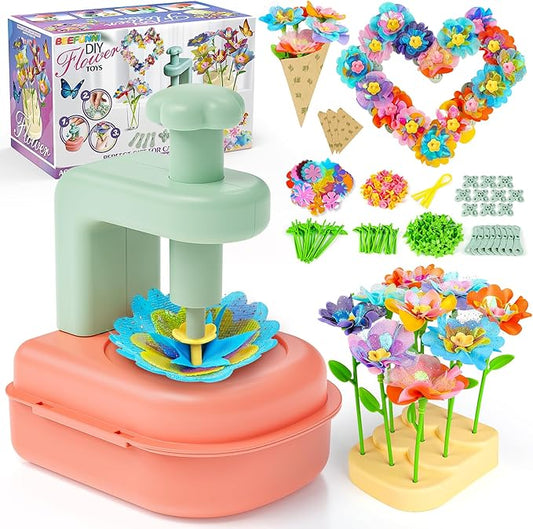 beefunni Flower Bouquet Craft Kit, DIY Arts and Crafts Toys for Kids Ages 4-8, Educational Flower-Making Activity Toy Set for Toddler and Kids, Birthday Gift for 4 5 6 7 8+ Year Old Girls and Boys