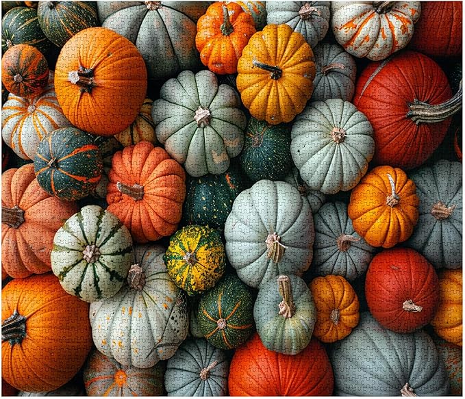 Tucocoo Assortment of Pumpkins Jigsaw Puzzle 1000 Pieces Puzzles for Adults, Squashes and Gourds Art Puzzles for Challenging Family Activity Games Colourful DIY Puzzle for Home Decor Gifts
