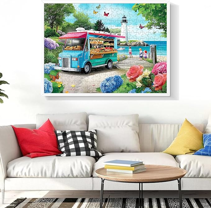 300 Piece Puzzles for Adults Beach Jigsaw Puzzles for Kids Ages 8-10 10-12 300 Pieces Adult Puzzle Pieces Family Challenging Puzzle Game Home Decor Gift Toy 20.5x15IN