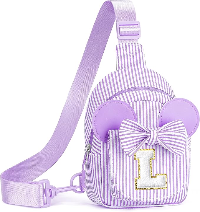 Kids Cross Body Bag, Birthday Gifts for 2 3 4 5 6 7 8 Year Old Girls Gift, Small Sling Bags for Girls Kid Daughter Birthday Gift for Kids Girl Monogram (Purple L)