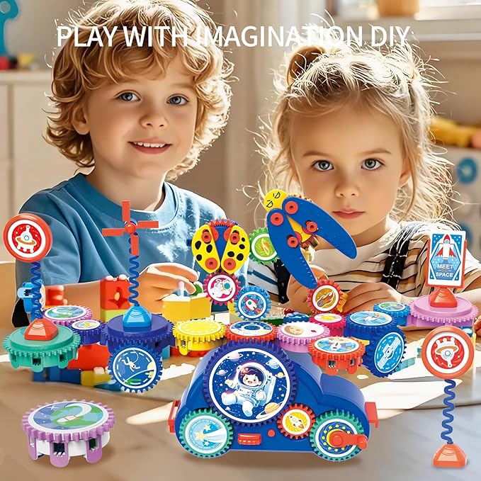 STEM Learning Gears Toys for Boys Girls Age 3+ Years old, Toddler Engineers Building Toy Set for 3-5, 30Pcs Educational Construction Toy Set for Kids, Birthday Gift for Kid Toys, Kindergarten Science