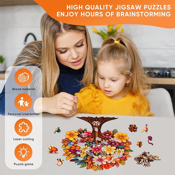 Wooden Puzzle for Adults,Flower Tree Jigsaw Puzzles for Adult, Unique Pieces Wood Cut Puzzles, Exquisiten Box Packaging, Toys for Friends Family (S-10.1 * 12in-180pcs)