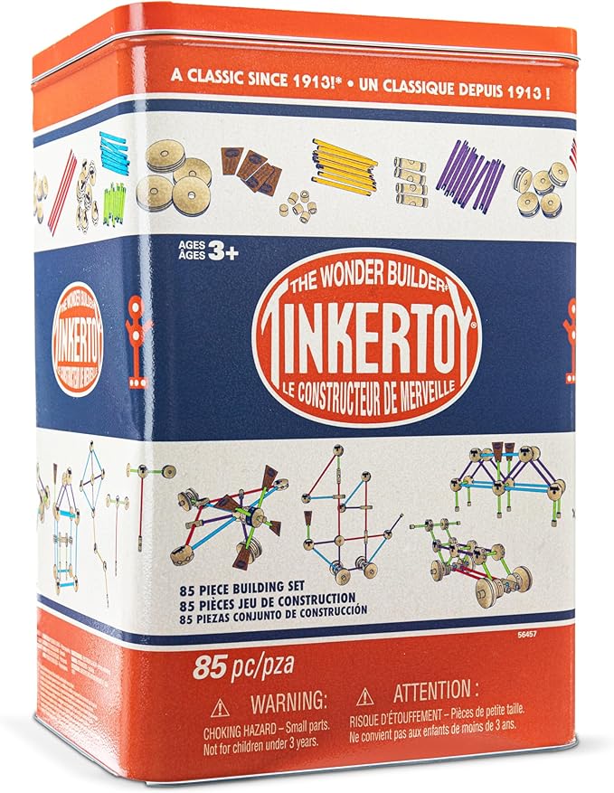 TINKERTOY - Retro Building Set Tin - 85 Pieces
