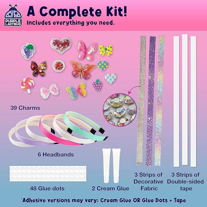 PURPLE LADYBUG DIY Headband Making Kit - Crafts for Girls Ages 6-8, 5-9 Years Old Girl Gifts, Birthday, Hair Accessories, Fun Summer Activities for Kids, Christmas Gifts for Girls