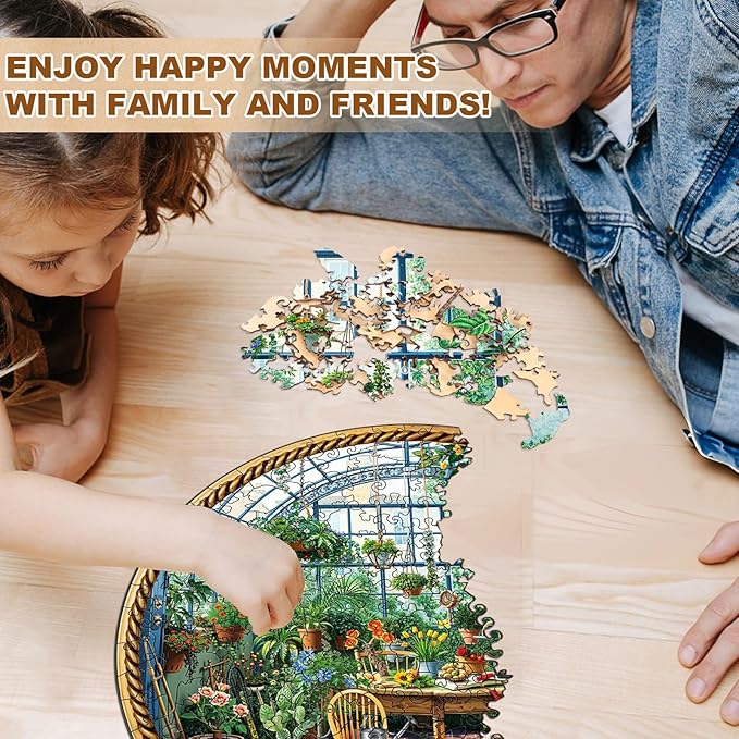 Jigfoxy Wooden Puzzles for Adults, Botanical Garden Wood Puzzles Adult, Unique Animal Shape Wooden Jigsaw Puzzles for Adults, Birthday Gifts for Puzzle Lovers, Family, Friend (M-11.4 * 11.4in-200pcs)