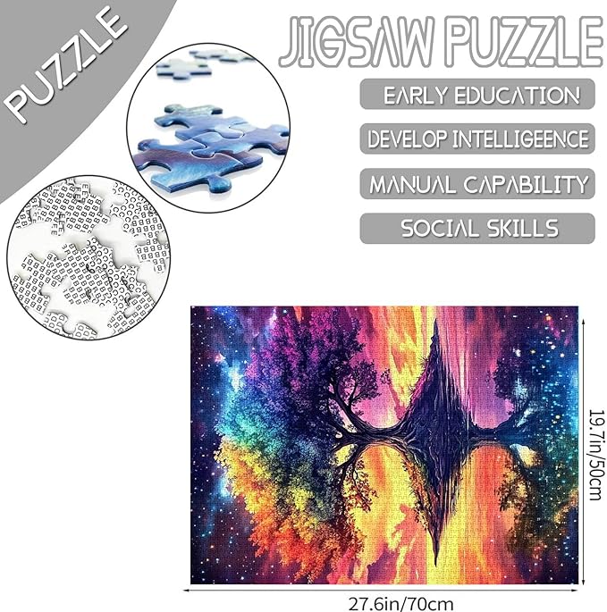 1000 Piece Jigsaw Puzzles for Adults Tree of Life Painting Jigsaw Puzzle Tropical Plants Puzzles for Challenging Family Activity Lanscape Art Puzzle Wall Decor Abstract Gift (Colorful)