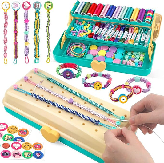 Hewaurorion Friendship Bracelet Making Kit Toys, Arts and Crafts String Maker Tool for Kids Ages 8-12, Bracelet DIY Christmas Birthday Present Gifts for Teen Girls (Yellow/Blue)