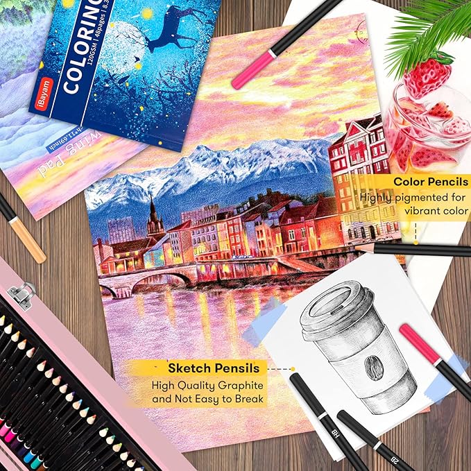 Christmas| Birthday Gifts for Kids Teen Girls Trendy Stuff 6-16 Year Old, 150-Pack Art Set Kits with 2 Sketch Pads, Coloring Book, Stocking Stuffers for Teens Girls, Cute Cool Fun Crafts Gifts