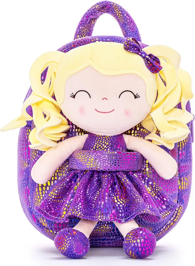 Gloveleya Back to School Gifts for Girls Kids Toddler Backpack Baby Girl Gift Plush Bag Diaper Bag Glitter Purple 9 Inches