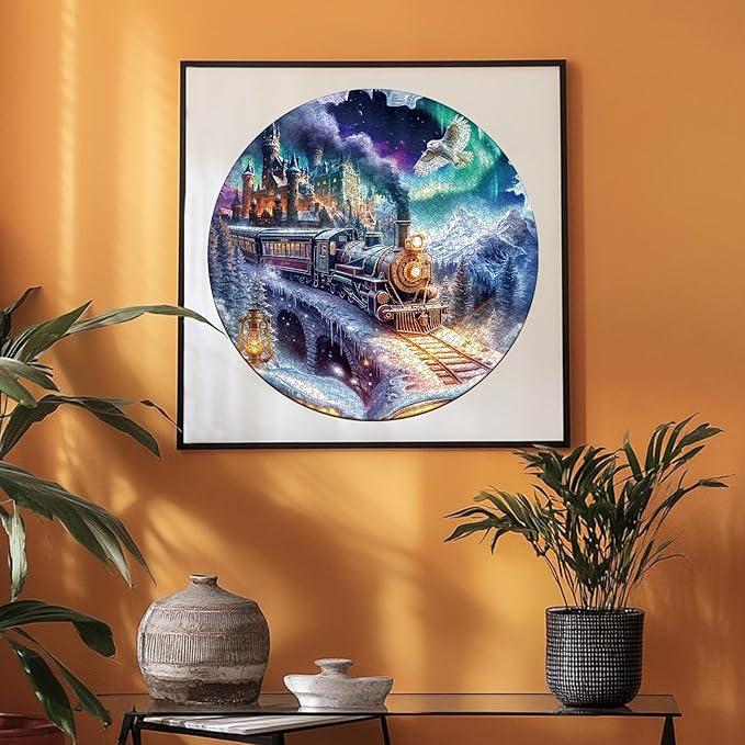 Masseruon 1000 Piece Puzzle for Adults, 26.6 * 26.6in Steam Train Puzzle for Adults, 1000 Pieces Flat Puzzles with 3D Visual Effect When Completed, Adult Puzzles Games