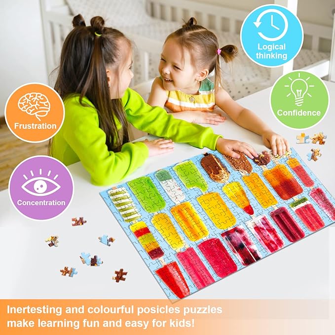 300 Piece Jigsaw Puzzles Popsicles and Macarons for Adults Teens and Kids Family Happy Gift Idea (Pack of 2) (Popsicle+Macaron)