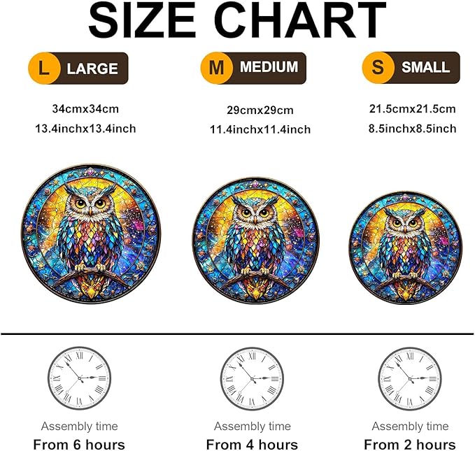 Wooden Puzzles for Adults - Stained Glass Owl Wood Puzzles Adult - Unique Animal Shape Wooden Jigsaw Puzzles for Adults - Birthday Gifts for Puzzle Lovers, Family (11.4 * 11.3in)
