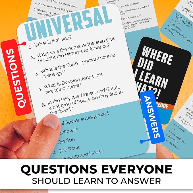 QUOKKA Trivia Games for Adults with 500 Questions - Fun Adult Board Game Trivia Cards for Teens, and Families – Trivia Cards with Answers – Great Board Games Trivia for Family Party and Game Night