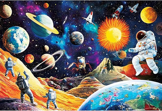 100 Piece Astronaut Puzzles for Kids Ages 6-8 8-10 - Space Planet Jigsaw Puzzles - 100 Piece Senior Jigsaw Puzzle for Toddlers Kids Puzzles Ages 3-5 Toys Birthday Gifts for Boys Girls -15 x 19